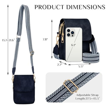 Fashion Small Crossbody Bags for Women Trendy Designer Cell Phone Purses Wallets with Card Holder Anti Theft Travel - color: Darkblue