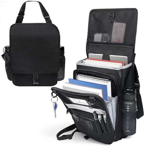 Car Front Seat Organizer with Accordion File Pocket | Laptop Sleeve (Up to 15.6 In) | Privacy Flap | Cup Holders | Adjustable Straps | Holds Tablets, Files, Supplies | for Work on the GO