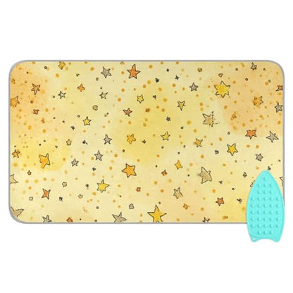 Golden Stars and Dots Ironing Mat for Table top Portable Ironing Pad Blanket for Washer Dryer Countertop Travel - color: Golden Stars and Dots