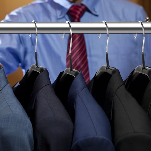 5 Pack Wide Shoulder Hangers 17” Metal Suit Hangers Smooth Soft Gloss Grippy Flexible Thick Rubber Blazer Non Slip Jacket Clothes Hangers Black - color: Black