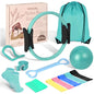 Pilates Kit for Women 13PCS, Pilates Ring and Ball Set with Magic Circle, Resistance Bands Set, Figure 8 Band, Yoga Ring & Grip Socks, Home Workout Equipment Essentials Starter Kit for Beginners - color: Teal