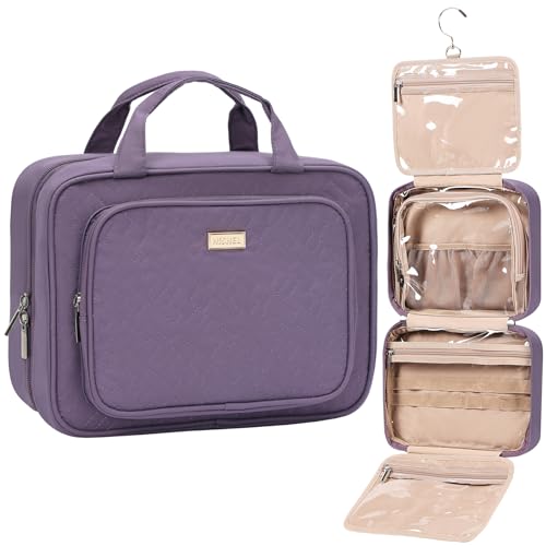 NISHEL Travel Toiletry Bag for Women, Makeup Essentials Organizer, Hanging Case for Accessories, Cosmetics, Medium Size, Purple - color: Purple, size: Medium