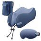 urnexttour Neck Pillow for Travel Memory Foam Design Models Pillows with Zero Eye Pressure 3D Eye Mask and Compact Bag Traveling Essentials Plane Car Flight Rest Sleeping Use Adult, Blue - color: Blue