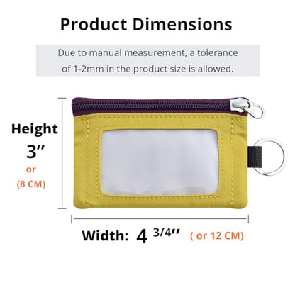 RFID Blocking Travel Wallet with Adjustable Lanyard, Small Nylon Zipper Pouch and Badge Holder for ID, Credit Cards, Cash, Keys, Commuters (Almond+DarkYellow) - color: Almond+DarkYellow