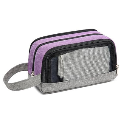 Yeiotsy Men's Travel Toiletry Bag – Small Dopp Kit with Mesh Pockets & 3 Compartments, Durable Shaving Organizer for Gym, Camping & Weekend Trips - color: Purple