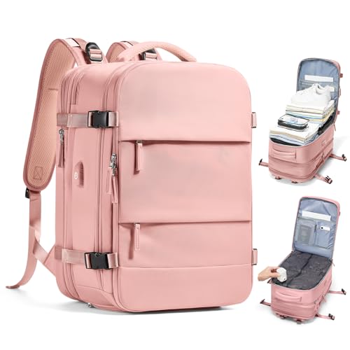wepadre Vacuum Backpack Travel with Pump Travel Backpack with Vacuum System Expandable Vacpack Compression Backpacks for Travel Easy Vac Pack Carry on Luggage - color: Pink