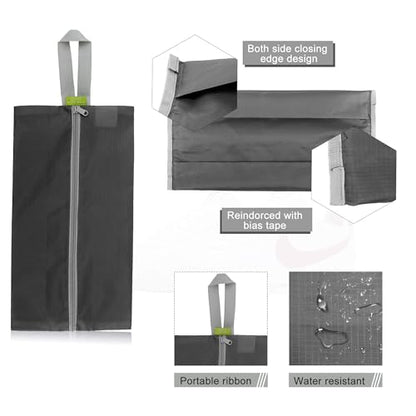 BeeGreen Grey Shoe Organizer Set - 6 Pack Shoe Bags For Travel with Zipper Closure and Handle,Stylish and Portable Nylon Shoe Storage for Men and Women's Travel Gifts and Home Storage - style: Grey