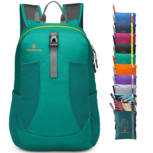 sinotron 22L Lightweight Packable Hiking Backpack, Small Hiking Backpack Day Pack for Women Men Travel Camping Vacation - color: Light Green