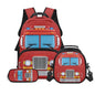 Lightweight 3pcs Backpack Sets with Reusable Insulated Lunch Bag Pencil Case,Fire Truck Schoolbag Sets for Boys Elementary Bookbags - color: Fire Truck -1