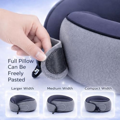 Travel Pillow with Eye Mask Earplugs Kit set, Memory Foam Neck Pillow with 360 Support, Stuffable Travel Pillow with Bag, Office Nap Kit, Luggage Saver Fillable Pillow, Best for Car, Flight, Train