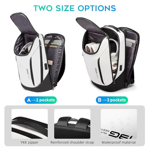 BANGE Business Smart Backpack Waterproof fit 15.6 Inch Laptop Backpack with USB Charging Port,Travel Durable Backpack - color: White