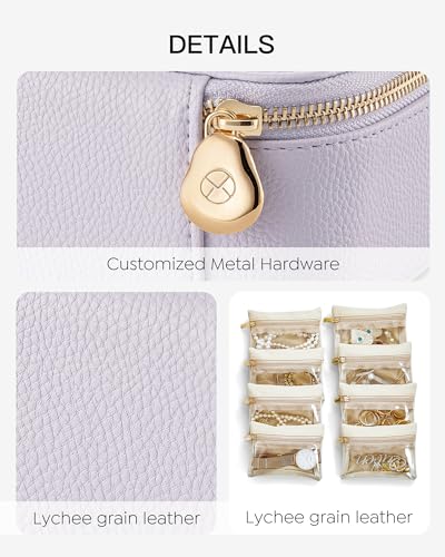 Vlando Jewelry Travel Case,Travel Jewelry Organizer with Clear Velvet Jewelry Bags Zipper Pouch for Women Girl Gift- 8Pcs Purple - color: C.8PCS Purple