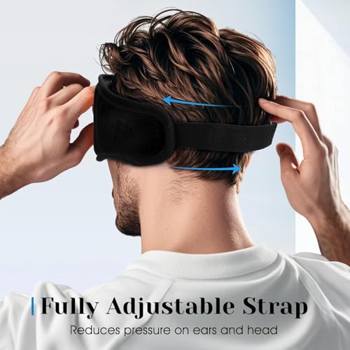MUSICOZY Sleep Headphones, Bluetooth 5.4 Sleep Mask Headband Headphones Sleeping Eye Mask, Wireless Music Earbuds Earphones with HD Stereo Speakers for Side Sleepers, Cool Gadgets Unique Gift - color: Dark Black