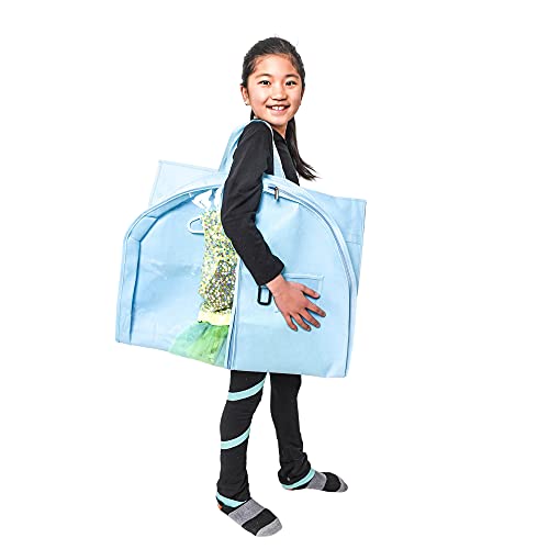 Waterproof Hanging Garment Bag 40 inch Clothes Bag with Gusset, 5 Pockets & Side Zip for Dance Costumes, Sports, Skating, Theatre, Beauty Pageants, Cheer & More by Kendall Country, Sky Blue - color: Sky, size: 40 inch
