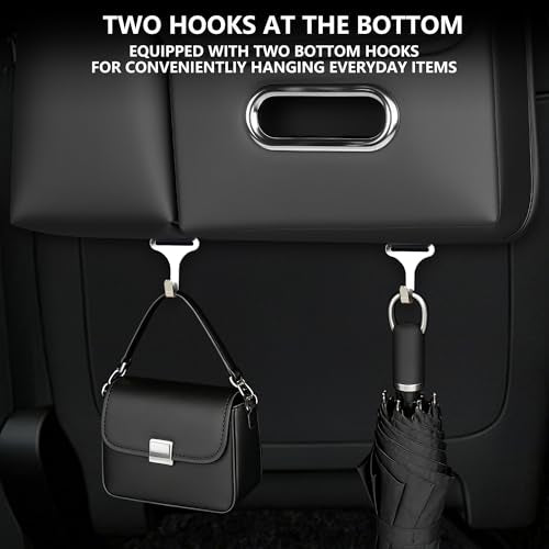 Upgrade Seat Back Organizer for Car – PU Leather Multi-Pocket Hanging Storage Bag with Bottle Holder & Travel Tidy Pouch Pocket Kids, Tissue Holder Large-Capacity Backseat Organizer , Black 2PCS - size: 2 PC