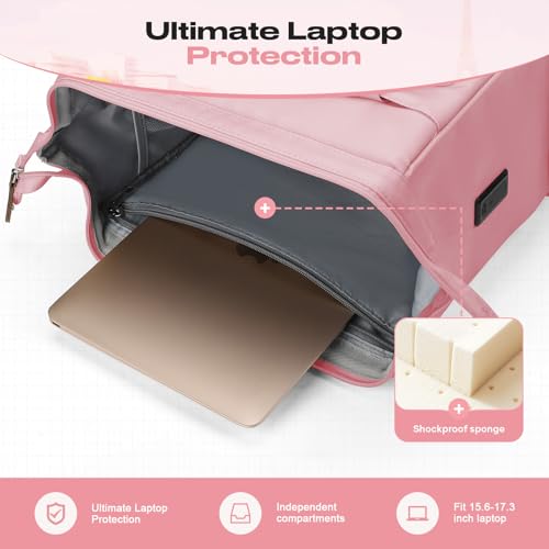 Maelstrom Travel Backpack for Women Men,Laptop Backpack Fits 15.6-17.3 Inch Laptop, Nurse/Work Bag with Insulated Lunch Box (Pink) - color: Pink