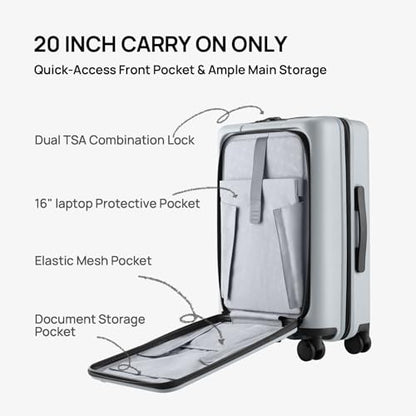 NINETYGO Medium Checked Luggage 25 Inch, Flat Top Opening Check In Luggage with Cup Holder, Expandable, Lightweight PC Hard Shell, TSA Lock, 360° Spinner Wheels (Charcoal Coconut Milk) - color: 06-Charcoal Coconut Milk, size: Checked 25-Inch (Top Opening,