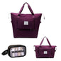 Large Capacity Foldable Travel Bag, Expandable lightweight Carry on Bag, Dry with Wet Separation Spor Duffel Bags (Fuchsia+Toiletry Bag) - color: Fuchsia+Toiletry Bag