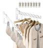 Wall Mount Coat Hanger Holder White Clothes Drying Organizer Rack Garment Hooks Aluminium Retractable Folding Indoor Wall Mounted Hanger Space Saver for Laundry Room Bedroom White 2 Pack with 8 Hooks - color: White 2racks with Hooks