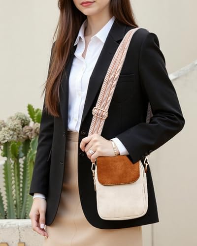 Fashion Small Crossbody Bags for Women Trendy Designer Cell Phone Purses Wallets with Card Holder Anti Theft Travel - color: Whitebrown