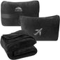 BlueHills Travel Blanket Pillow in Mini Soft Packable Case Premium Plush Airplane Blanket in Portable Compact Pack with Luggage Belt and Carabiner Long Flight Throw Essentials Lightweight- Black M05 - color: Black-m05