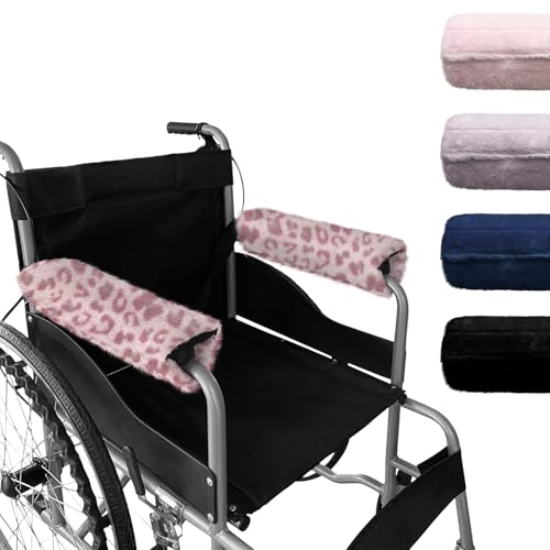 SPRING SEAON Wheelchair Armrest Covers 2 Pack Soft Memory Foam Wheelchair armrest Pads Wicking Washable for Office Transport Chair (Pink Leopard) - color: Pink Leopard