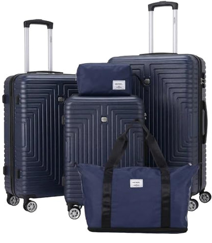 Hoteel Luggage Sets 5 Piece, 4-Year Warranty, Durable Suitcase Set with Spinner Wheels, ABS+PC Hard Shell Lightweight Luggage with TSA Lock, Large Checked Travel Suitcases, Dark Blue((20/24/28/DB/TB) - color: Dark Blue, size: 20/24/28/TB/（DB/BP）