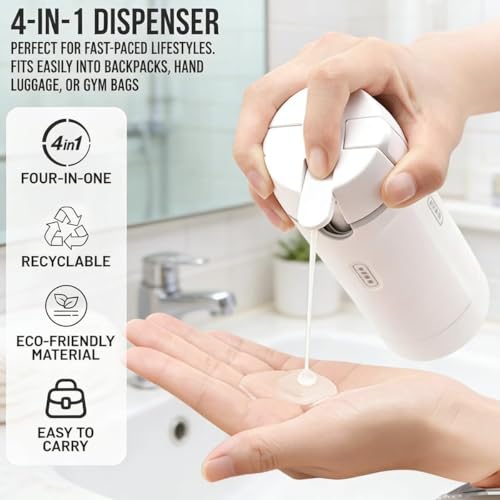 Travel Dispenser Set, 4 Pack 30ml Leak Proof Portable Bottles for Shampoo, Lotion, Conditioner, Cream, with Label Stickers (1, White) - color: White