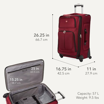 SWISSGEAR Sion Softside Expandable Spinner Luggage Durable Lightweight Travel Suitcase, Burgundy, Checked-Medium - color: Burgundy, size: Checked-Medium