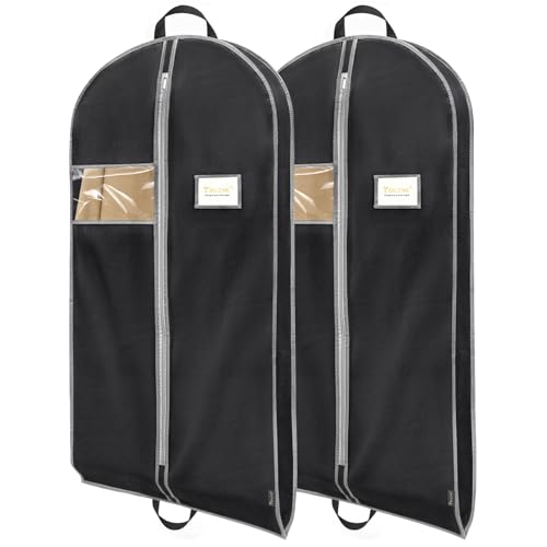 BALEINE 2PK Heavy Duty Garment Bag with Shoe Storage Travel Bag for Dresses, Suit, Coats Travel Essential (43", Black) - color: Black, size: 43" 2PK