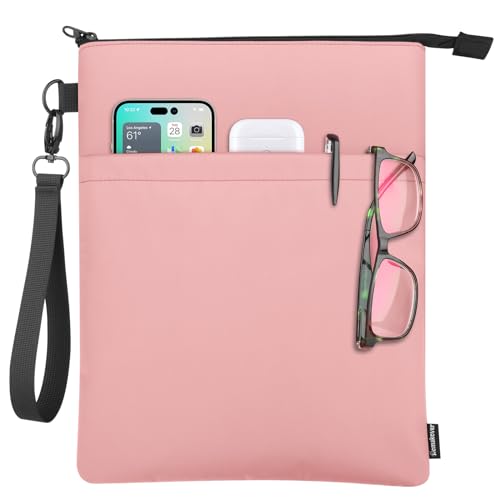 Book Sleeves with Zipper, Travel Book Protector Pouch for Paperbacks & Hardcover Books, Book Covers Bags Carry Case/Front Pocket & Handle Strap for Book Lovers Mother's Day Readers (Pink, 1 Pc) - color: Pink, size: 1 Pc
