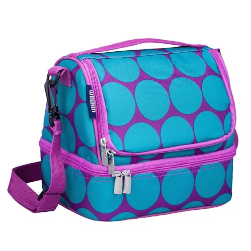 Wildkin Kids Two Compartment Insulated Lunch Bag – Keeps Food Hot or Cold, Easy-Clean Lining, Leak-Resistant & BPA-Free – Boys & Girls, Ideal for School, Travel & Daycare – Big Dot Aqua - color: Big Dot Aqua