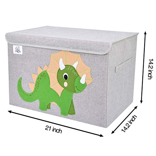 Foldable Large Kids Toy Chest with Flip-Top Lid, Collapsible Fabric Animal Toy Storage Organizer/Bin/Box/Basket/Trunk for Toddler, Children and Baby Nursery (Triceratops) - color: Triceratops