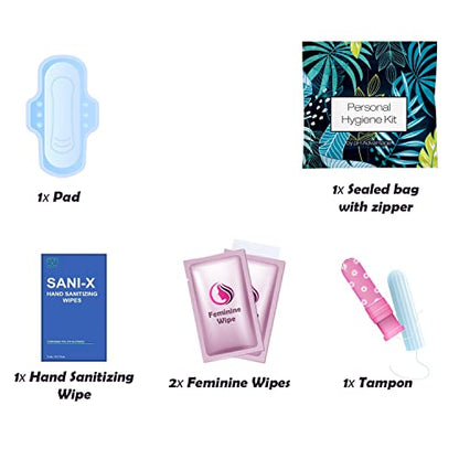 Menstrual Kit All-in-One 10 Pack | Convenience on The Go | Period Kit Pack for Travelling, Tweens & Teenager | Individually Wrapped Feminine Hygiene Product (Blue Forest) - color: Blue Forest