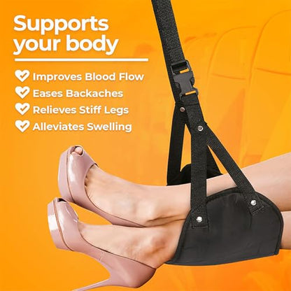 Airplane Travel Footrest Hammock, Airplane Foot Hammock to Relax Your Feet, Comfy Feet Hanger Plane Footrest for Long Trip, Feet Hammocks for Plane, Long Flight Foot Rest,Travel Essentials - color: Navy Blue