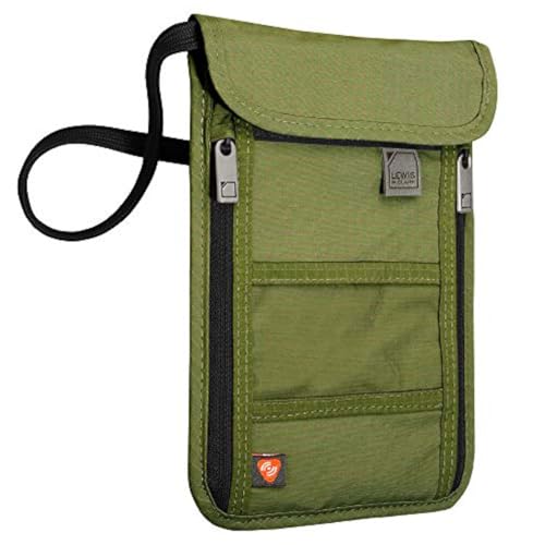 Lewis N. Clark Men's RFID Blocking Stash Wallet, Travel Neck Pouch Passport Holder for Women & Men, Olive, One Size - color: Olive