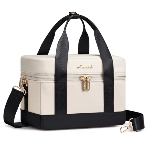 LOVEVOOK Insulated Lunch Bag for Women & Men - Cooler Lunch Tote and Lunch Box for Work and Travel, Beige-black - color: Beige-black, size: Large