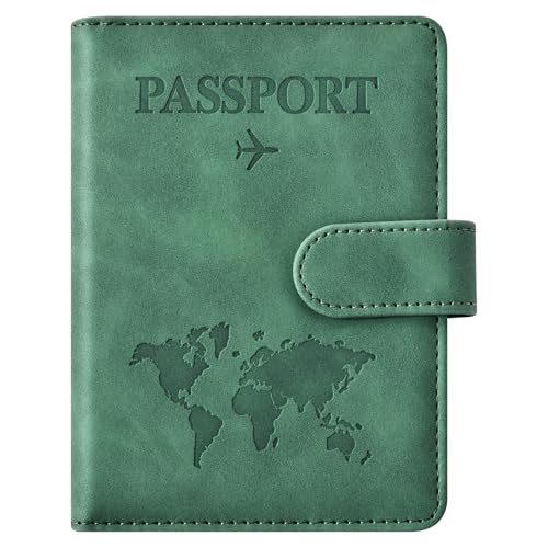 Eoehro Passport Holder for Travel Essentials, Passport Wallet Cover Case for Travel Must Haves Accessories,Passport Book Holders for Women and Men(dark green) - color: C-magnetic clasp- dark green, style: Magnetic Clasp