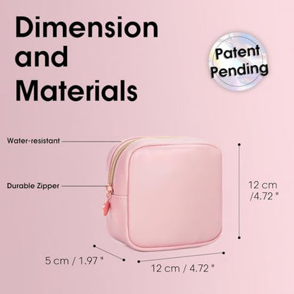 Wandering Nature Small Makeup Bag for Purse Mini Make up Pouch Cute Cosmetic Pouch for Women with Slip-in Pockets Matte Leather, Pink - color: Pink
