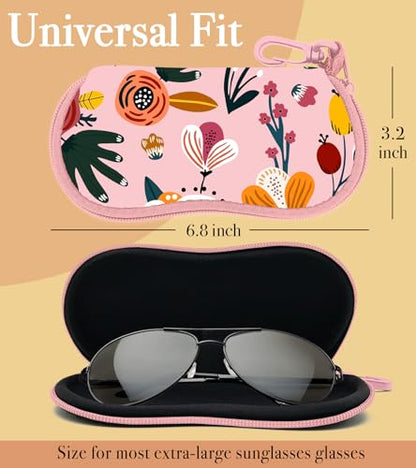 Sunglasses Case Soft Glasses Cases for Women Pouch Eyeglass Bag Eye Glass Kids Girls Sun Glasses Cute Kawaii - color: Pink Flower