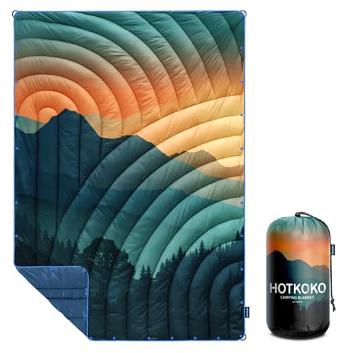 Camping Blanket,Lightweight Puffy Printed Camping Blanket Packable Outdoor Blanket for Camping,Traveling, Stadium, Hiking, Picnics - color: Cyan Sky, size: 39x55"