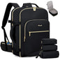 LOVEVOOK 40L Travel Backpack with Waist Strap,Flight Approved Carry on Backpack,Waterproof Personal Item Travel Bag,TSA Carry on Luggage Suitcase Travel Essentials,Gifts for Women & Men,fit 17" Laptop - color: Black-black, size: Large-40L-4Pcs(Waist Strap