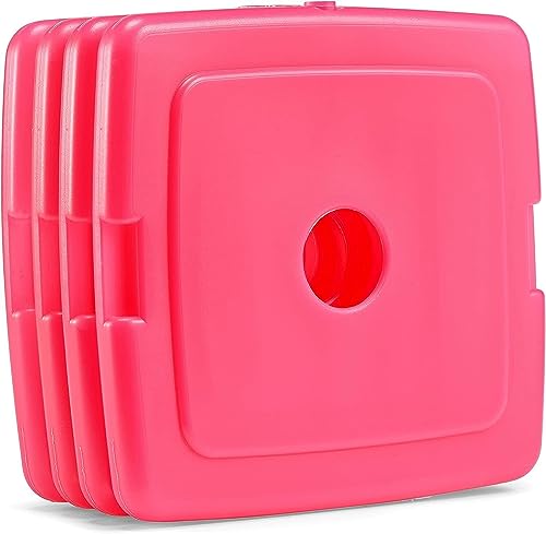 Cool Coolers by Fit & Fresh Slim Ice Packs, Quick Freeze Reusable Ice Packs for Lunch Boxes & Coolers, Long-Lasting, Space Saving Lunch Ice Packs, Dark Pink 4PK - color: Pink