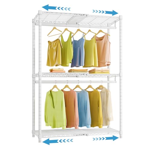 VIPEK X1 Expandable Clothing Rack Heavy Duty Adjustable from 2' to 3'5" with Flexible Shelves and Hanger Rods Metal Garment Portable Closet Rack for Hanging Clothes, White - color: White, size: X1