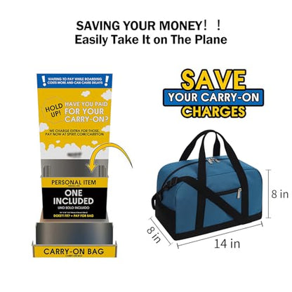 Apenze Small Gym Bag 14 inch lightweight Carry On Mini Duffel Bag for Travel Sport - Blue - color: Blue