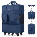 Hanke Expandable Collapsible Luggage with Wheels Suitcase Luggage Rolling Travel Bag Duffel Bag for Men Women Lightweight Suitcase Large Capacity with Spinner Wheel (Blue) - color: Blue Upgrade Version 2