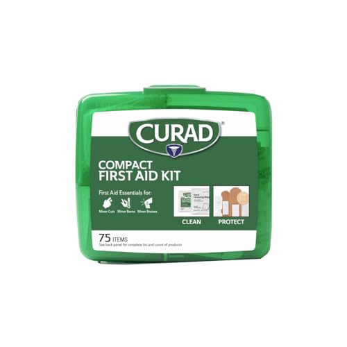 Curad Compact First Aid Kit, Green 75 Items, 1 Each