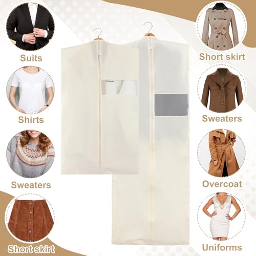 Aliceset 6 Pcs 40'' and 65'' Cotton Garment Bags for Hanging Clothes Canvas Suit Bags for Clothes Coats Jackets Shirts Closet Storage Travel Gusseted Hanging Garment Cover - size: 65 Inches 40 Inches