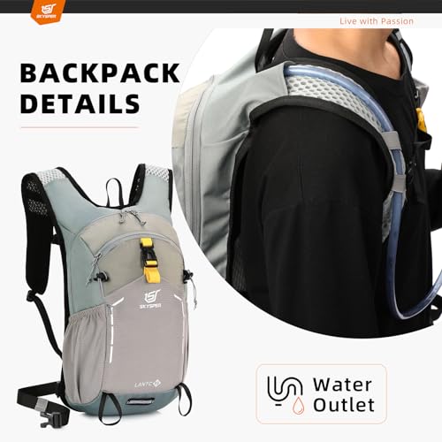 SKYSPER Small Hiking Backpack - 15L Travel Daypack Lightweight Bag Water Resistant Hiking Backpacks for Women Men - color: Lightgray, size: Small