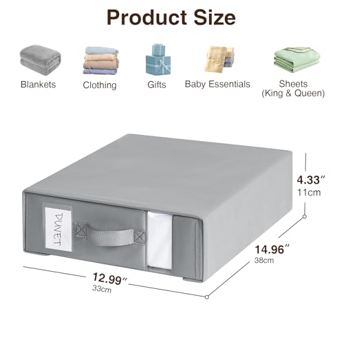 DIMJ Bed Sheet Organizers and Storage 6 Pack - Foldable Sheet Holder, Linen Closet Organizer Box for Sheets Set, Bedding, Blankets, Towel (King & Queen Size), Grey - color: Grey, size: 6 Pack